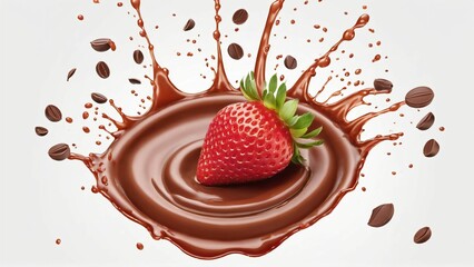 Strawberry Splashing in Milk Chocolate