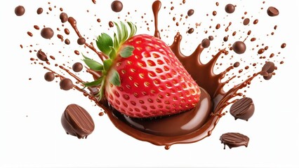 Strawberry Splashing in Milk Chocolate