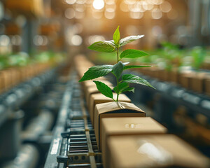 Eco friendly packaging solutions on a conveyor belt sustainability in production