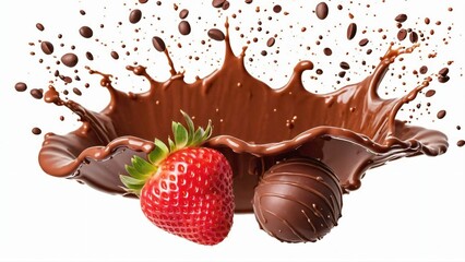 Strawberry Splashing in Milk Chocolate