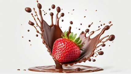 Strawberry Splashing in Milk Chocolate