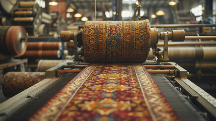 Traditional textile weaving on modern looms blending history with technology