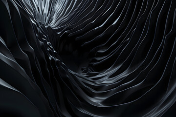 Abstract fractal design with swirling black and white spirals