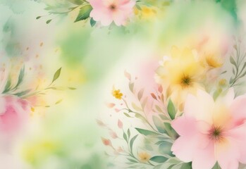 Fototapeta premium Ethereal Watercolor Splash with Floral Accents