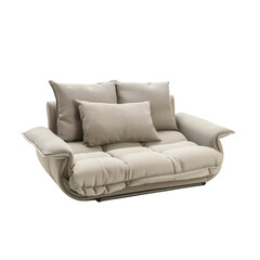 Obraz premium Contemporary beige loveseat with plush cushions and a sleek frame design, perfect for modern living spaces.