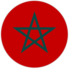 Moroccan flag round shape isolated on white