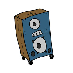 Speaker with a unique cartoon style with blue and brown colors