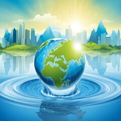 green planet earth with water