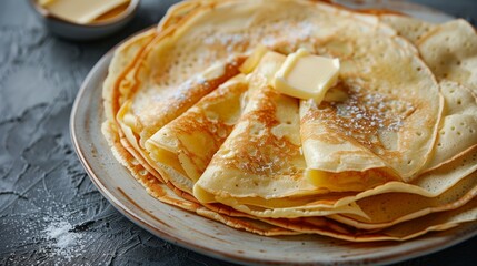 pancakes with butter - obrazy, fototapety, plakaty