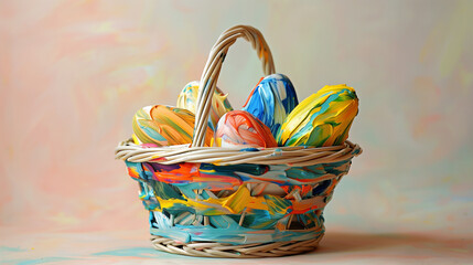 easter eggs in a basket Vibrant Van Gogh Style Textured Colorful Artistic Spring Celebration