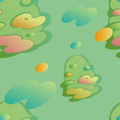 Children's seamless green abstract background with colorful elements