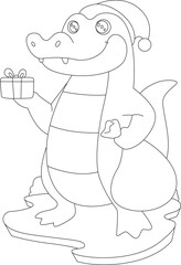 Crocodile Christmas Package Animal Vector Graphic Art Illustration