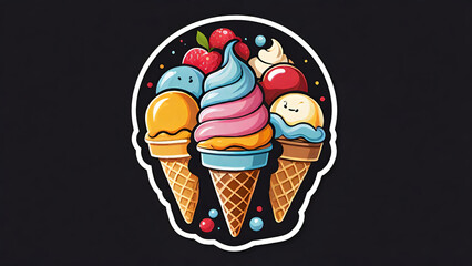 Mixed ice cream sticker
