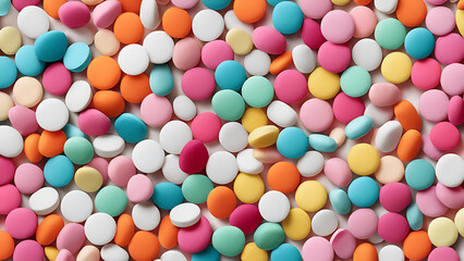 Fototapeta na wymiar bright colored pills, vitamins, tablets background