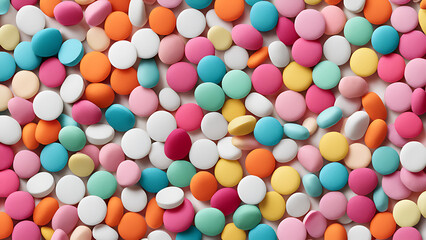 Fototapeta premium bright colored pills, vitamins, tablets background