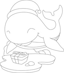 Whale Christmas Package Animal Vector Graphic Art Illustration