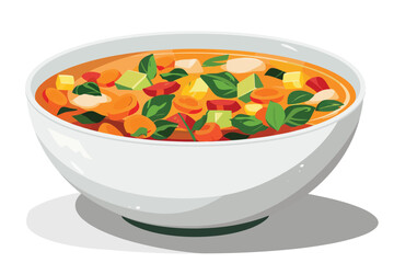 Homemade Spring Vegetable Soup isolated vector style - obrazy, fototapety, plakaty