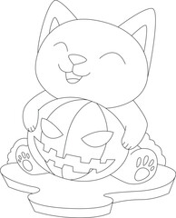 Cat Halloween Pumpkin Animal Vector Graphic Art Illustration