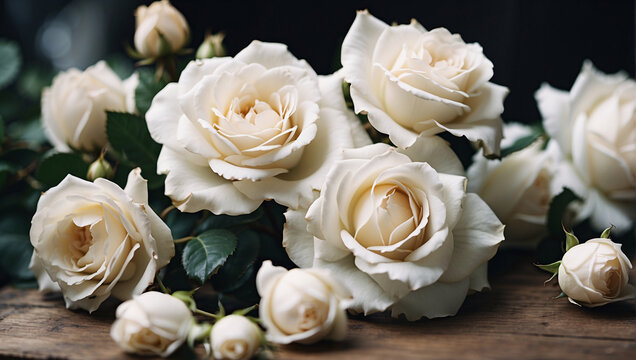 Creamy roses, with soft, velvety petals, delicate buds, epitomize timeless elegance and grace. Their ivory hue exudes purity and charm, captivating hearts with ethereal beauty and subtle fragrance