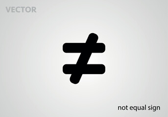 Mathematical symbol icon not equal sign, vector illustration - obrazy, fototapety, plakaty