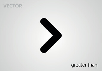 Mathematical symbol icon grater than, vector illustration