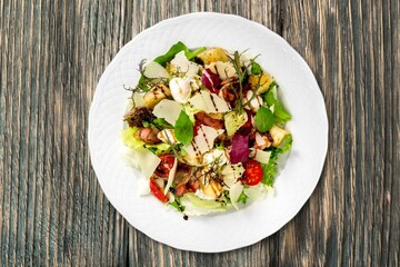 Tasty fresh Greek salad with vegetables