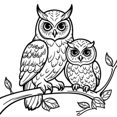 Sketch owl and her baby