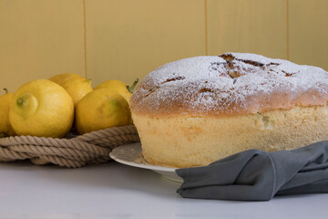 Chiffon cake with lemons for breakfast