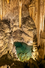 view of the rock formations inside the Cuevas del Drach in eastern Mallorca