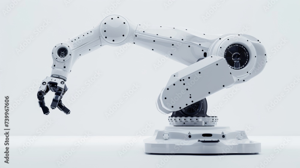 Aufkleber an industrial robot manipulator on a white background. a robotic arm in 3d. modern industrial techno