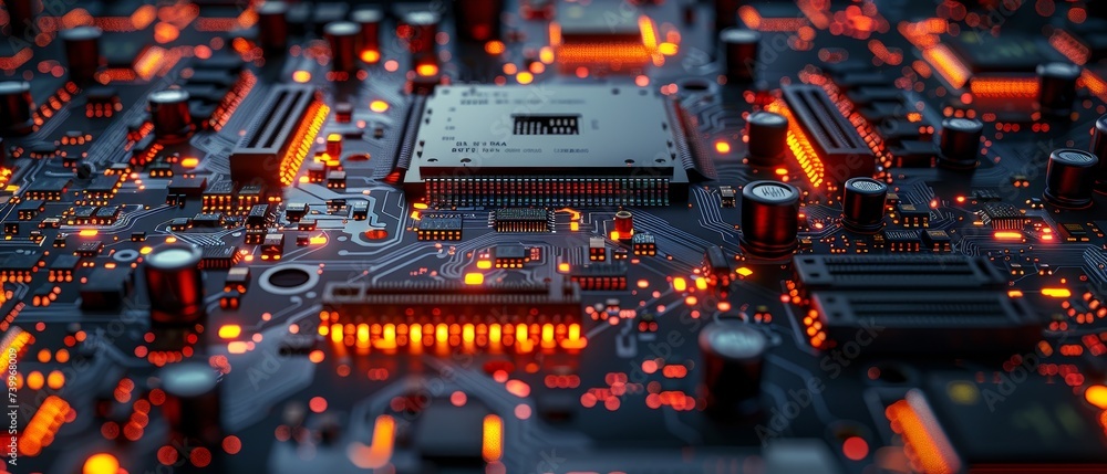 Leinwandbilder Computer board. Technology background. Central Computing Processor concept. Motherboard digital chip.