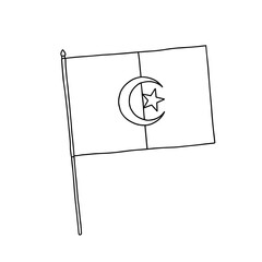 Flag of Algeria. Vector, black and white hand drawn flag.