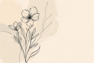For logos or tattoos, this flower branch and minimalist leaves are hand drawn. Great for prints, covers, wallpapers and more. - obrazy, fototapety, plakaty