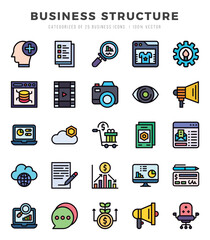 Business Structure Icons Pack. Lineal Color icons set. Lineal Color icon collection set.