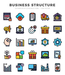 Set of Lineal Color Business Structure Icons. Lineal Color art icon. Vector illustration