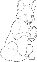 Fox French fries Animal Vector Graphic Art Illustration