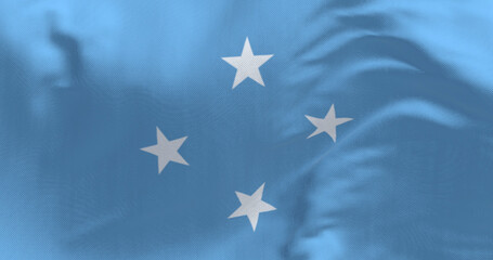 National flag of Federated states of Micronesia waving on a clear day