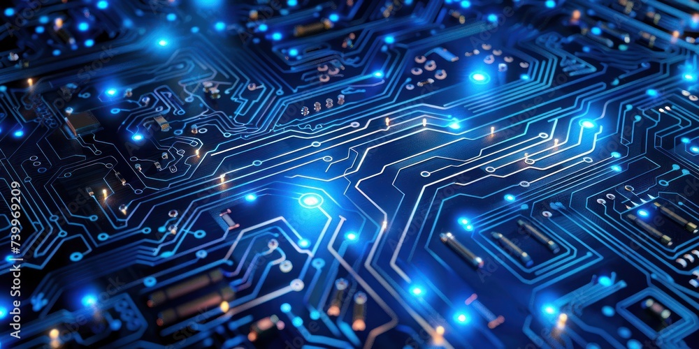 Poster close up of technology circuit board showcasing intricate world of digital electronics and computing