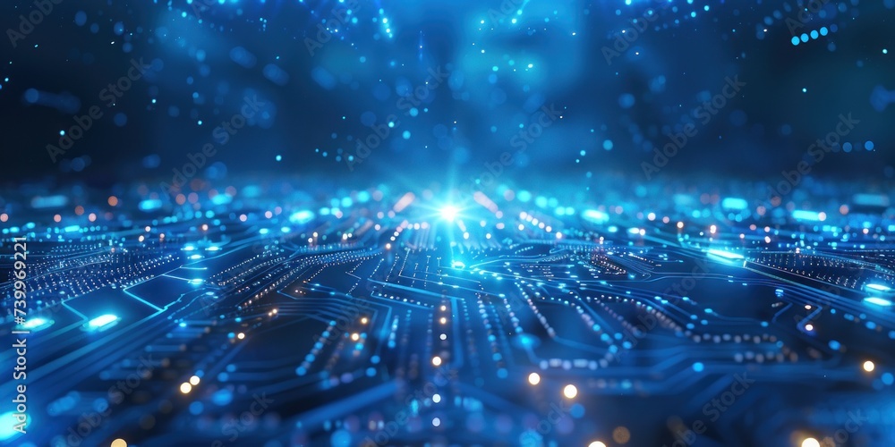Poster close up of technology circuit board showcasing intricate world of digital electronics and computing
