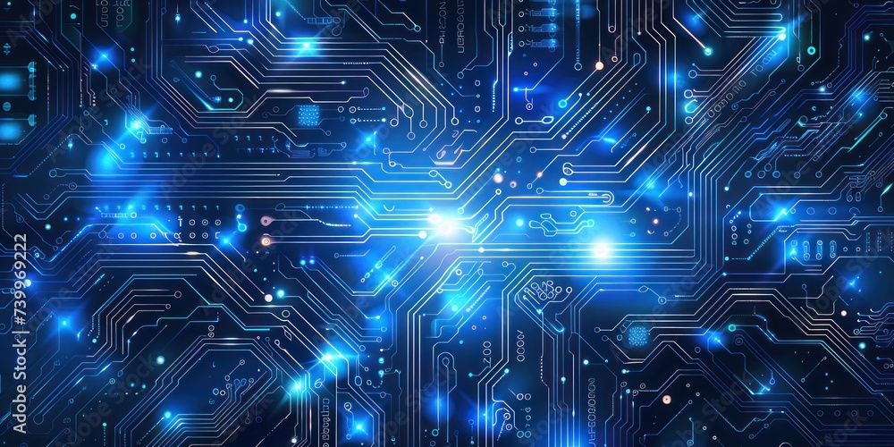 Poster close up of technology circuit board showcasing intricate world of digital electronics and computing