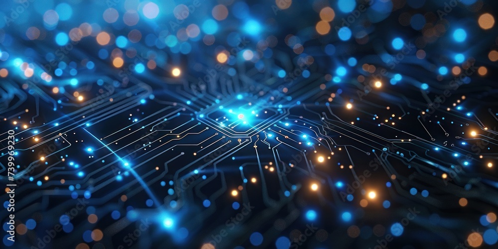 Poster close up of technology circuit board showcasing intricate world of digital electronics and computing