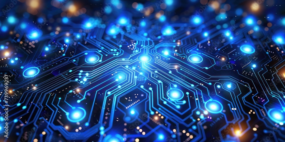 Poster close up of technology circuit board showcasing intricate world of digital electronics and computing