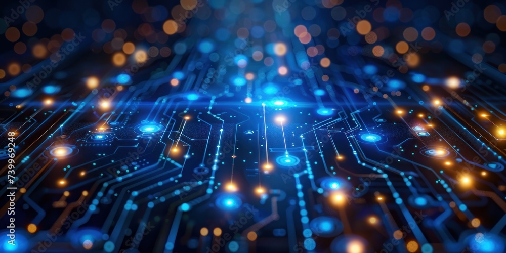 Poster close up of technology circuit board showcasing intricate world of digital electronics and computing