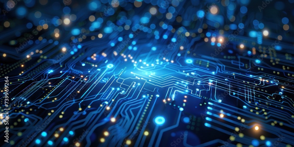 Poster close up of technology circuit board showcasing intricate world of digital electronics and computing