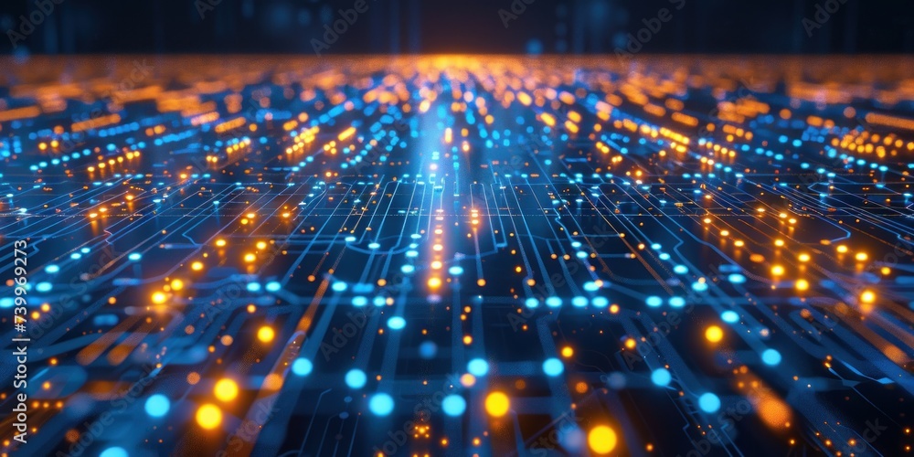 Poster close up of technology circuit board showcasing intricate world of digital electronics and computing