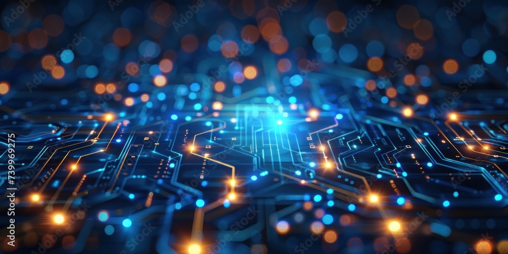 Poster close up of technology circuit board showcasing intricate world of digital electronics and computing