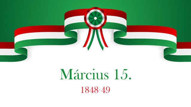 Vector illustration Hungary National Day March 15 (inscription in Hungarian)