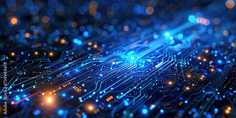 Poster close up of technology circuit board showcasing intricate world of digital electronics and computing