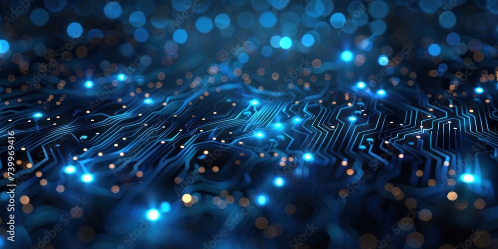 Poster close up of technology circuit board showcasing intricate world of digital electronics and computing