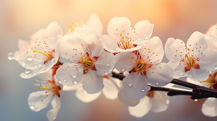A Close Up Of A Tree Branch With Glowing Flowers On It